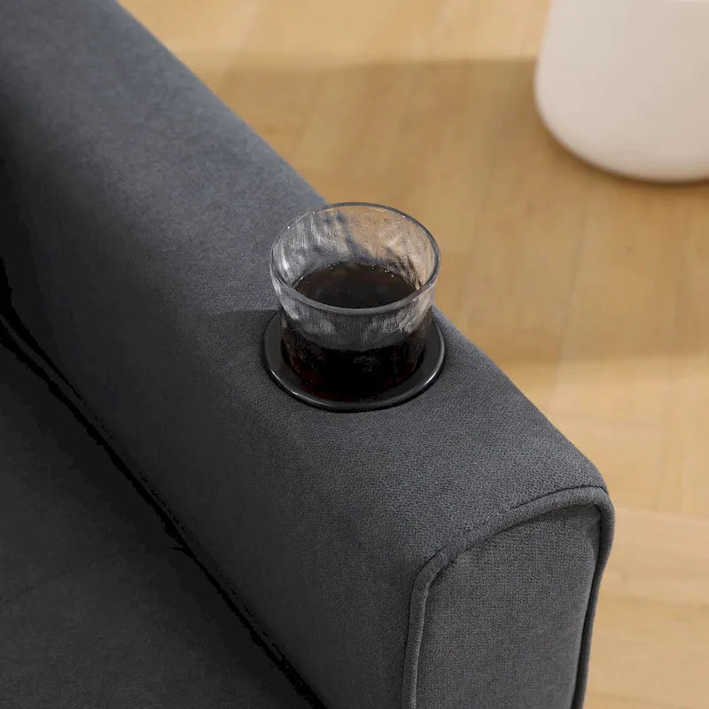 Foldable Tufted Loveseat with Pull Out Bed and Side Pockets