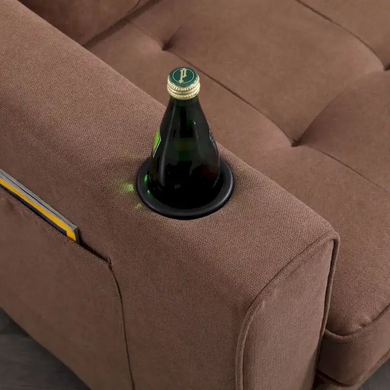 Foldable Tufted Loveseat with Pull Out Bed and Side Pockets