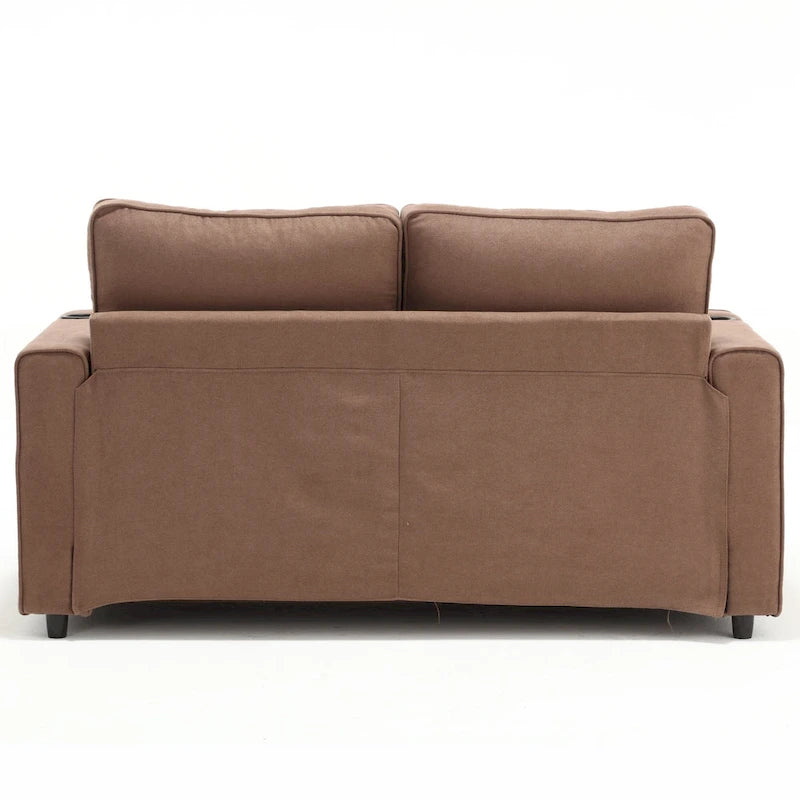Foldable Tufted Loveseat with Pull Out Bed and Side Pockets