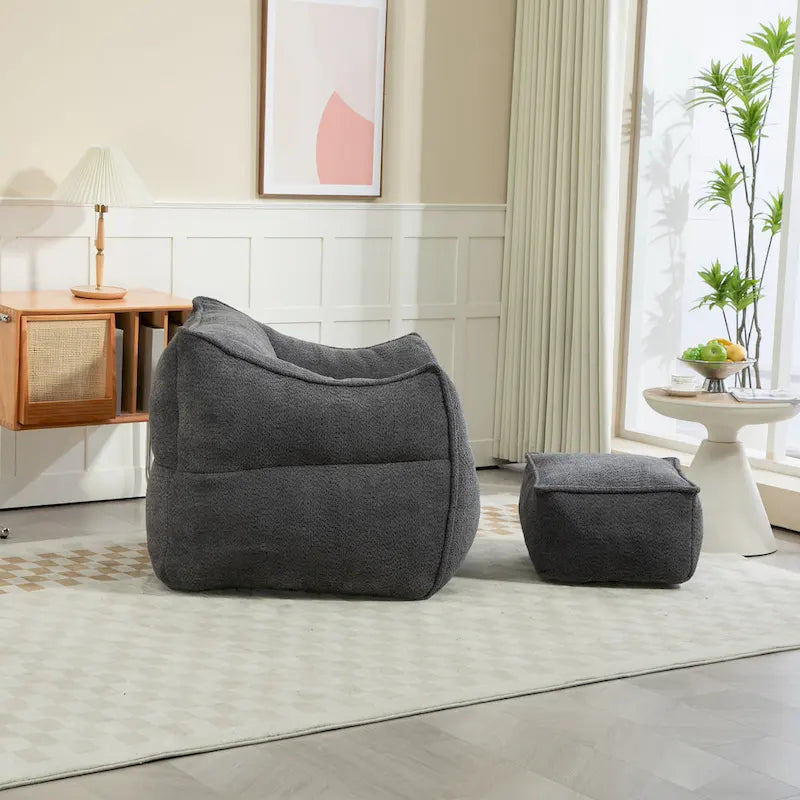GDFStudio - COOLMORE Boucle Bean Bag Chair with Memory Foam Filling for Ultimate Comfort