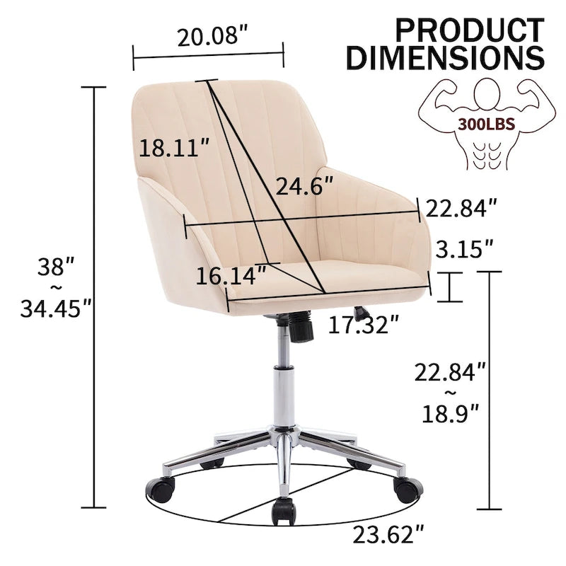 Adjustable Office Chair, Home Bedroom, Ergonomic Swivel Chair, Backrest Seat, Comfortable for Long Sitting