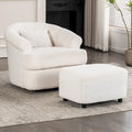 Velvet Swivel Chair with Ottoman