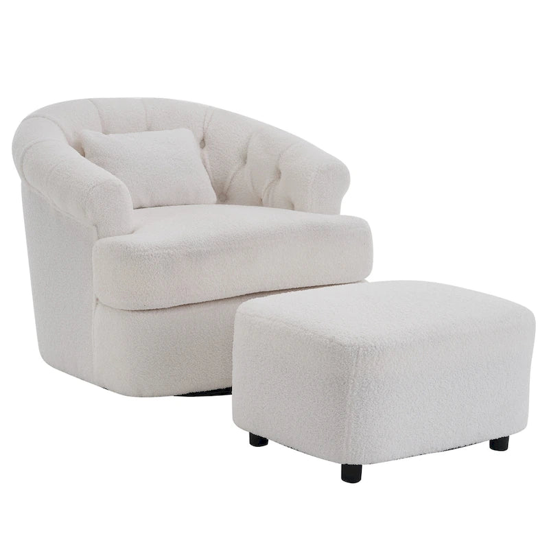 Velvet Swivel Chair with Ottoman
