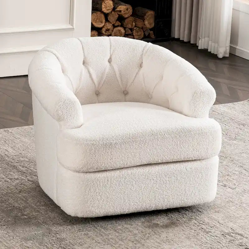 Velvet Swivel Chair with Ottoman