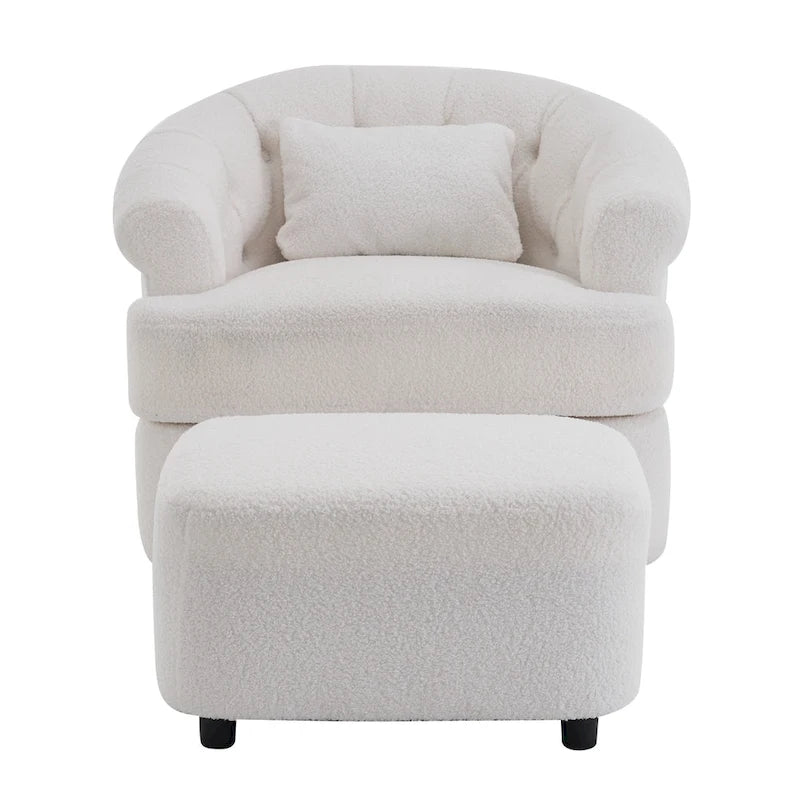 Velvet Swivel Chair with Ottoman