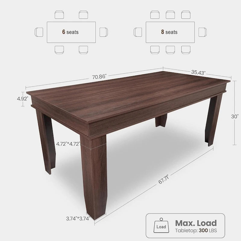 Farmhouse Dining Table for 6-8 People - N/A