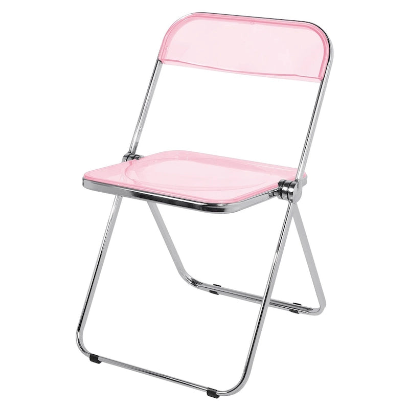 Transparent Acrylic Stackable Folding Dining Chair w/ Metal Frame, Single - 29.1(H) x 18.1(W) x 18.5(D)