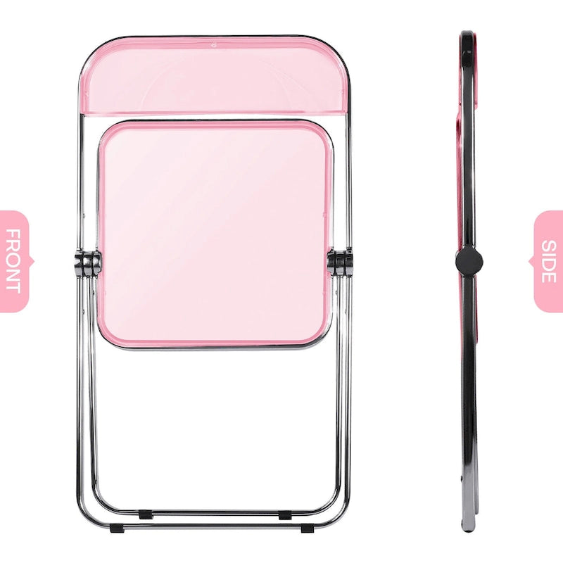 Transparent Acrylic Stackable Folding Dining Chair w/ Metal Frame, Single - 29.1(H) x 18.1(W) x 18.5(D)