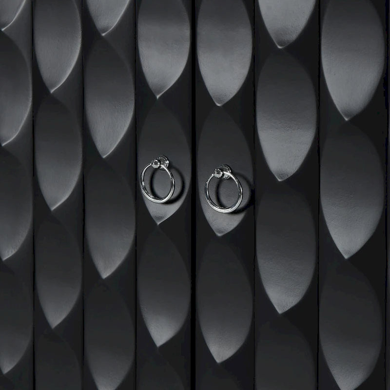 Modern 4-Door Sideboard with Convex Pattern Doors & 2 Silver Handle