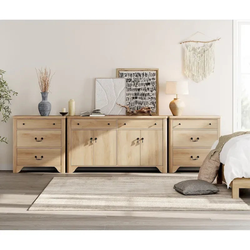 WAMPAT 122  W Large Farmhouse Sideboard, Sideboard Buffet Cabinet with Doors and Adjustable Shelf