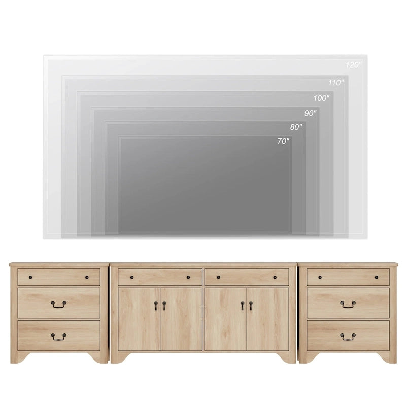 WAMPAT 122  W Large Farmhouse Sideboard, Sideboard Buffet Cabinet with Doors and Adjustable Shelf