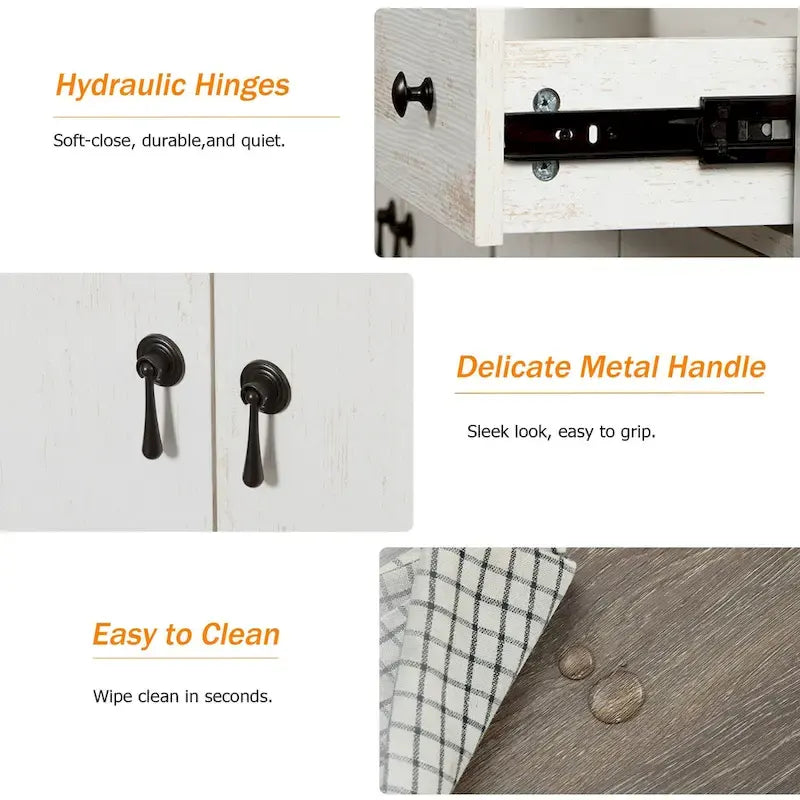 WAMPAT 122  W Large Farmhouse Sideboard, Sideboard Buffet Cabinet with Doors and Adjustable Shelf