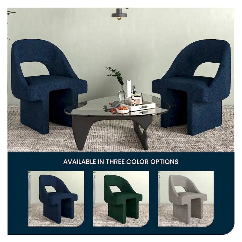 Boucle Set of 2 Modern Elegant Upholstered Accent Chair with MDF Wood Frame for Home Office Living Room & Bedroom