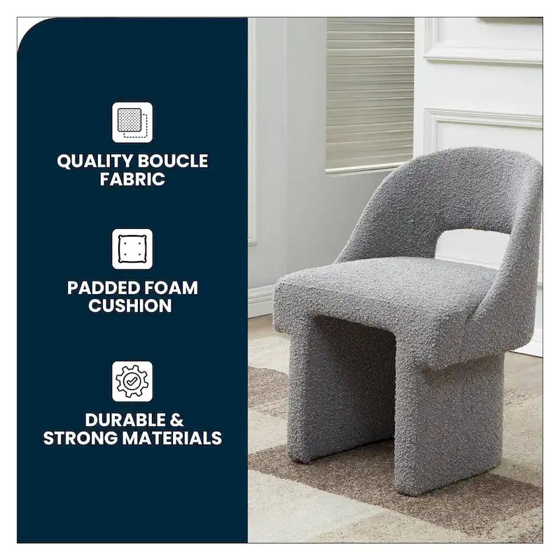 Boucle Set of 2 Modern Elegant Upholstered Accent Chair with MDF Wood Frame for Home Office Living Room & Bedroom