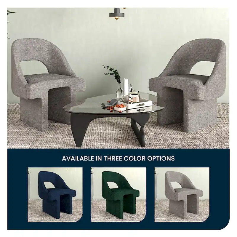 Boucle Set of 2 Modern Elegant Upholstered Accent Chair with MDF Wood Frame for Home Office Living Room & Bedroom