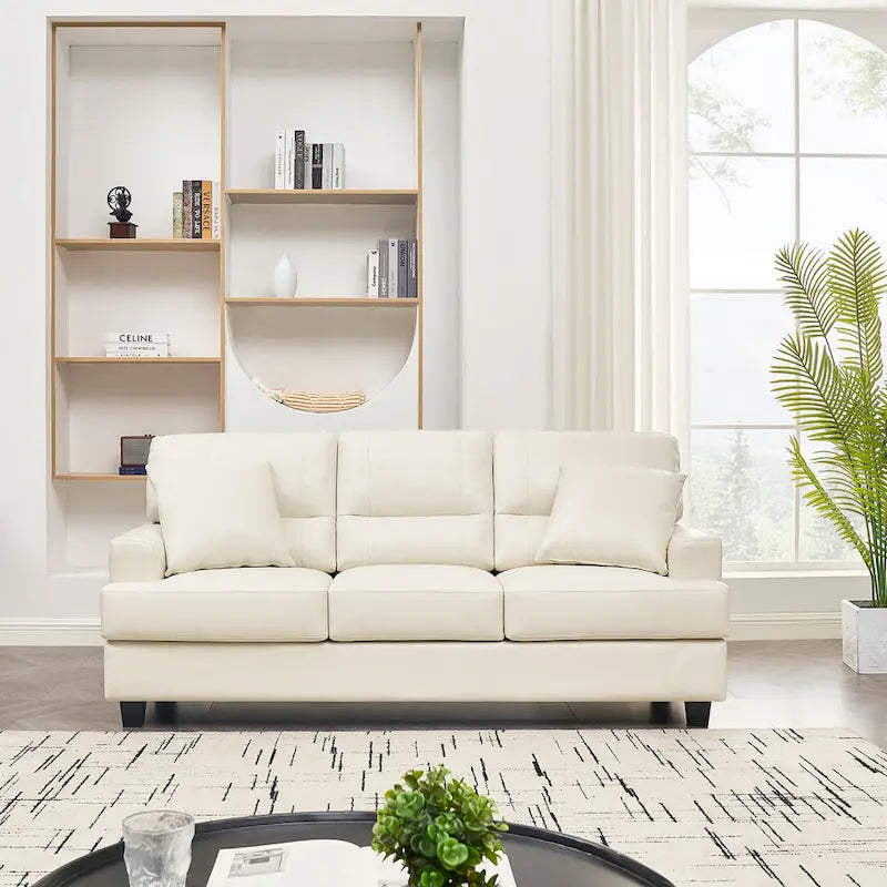 Oversized Faux Leather Italian Square Arm Sofa