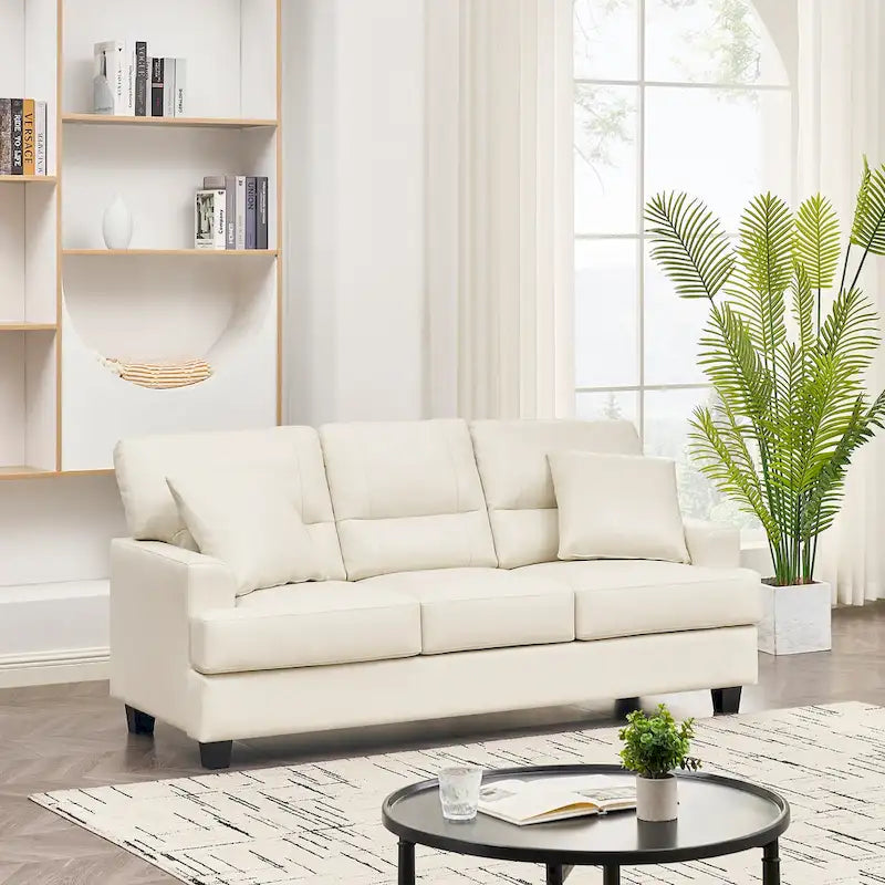 Oversized Faux Leather Italian Square Arm Sofa