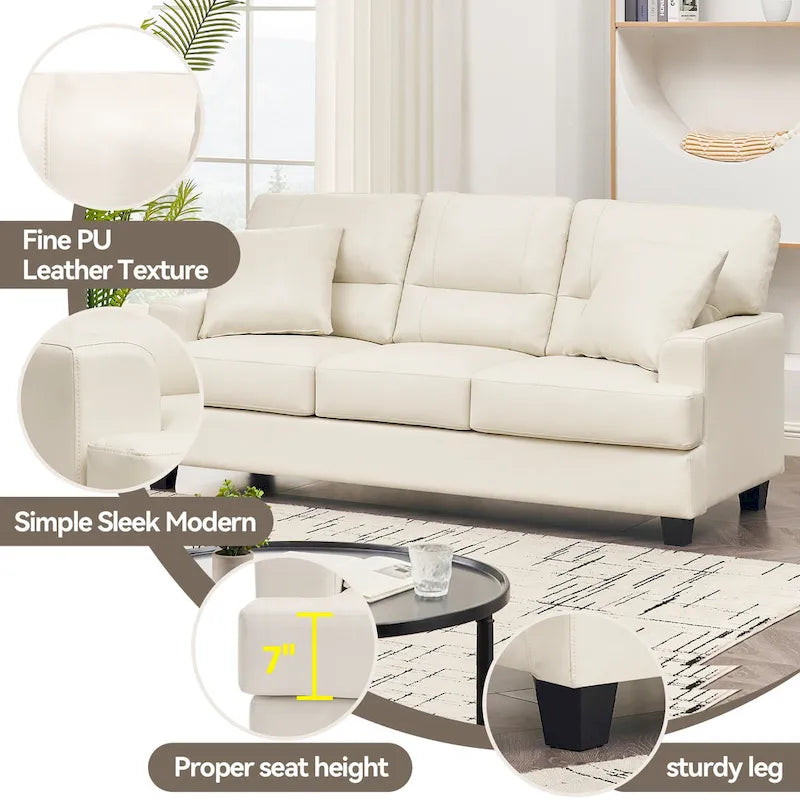 Oversized Faux Leather Italian Square Arm Sofa