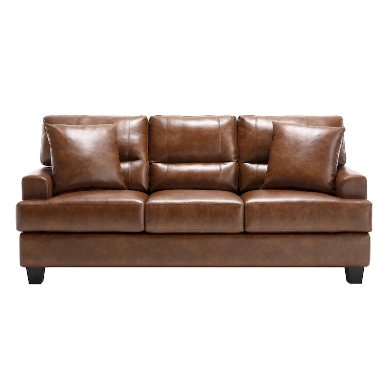 Oversized Faux Leather Italian Square Arm Sofa