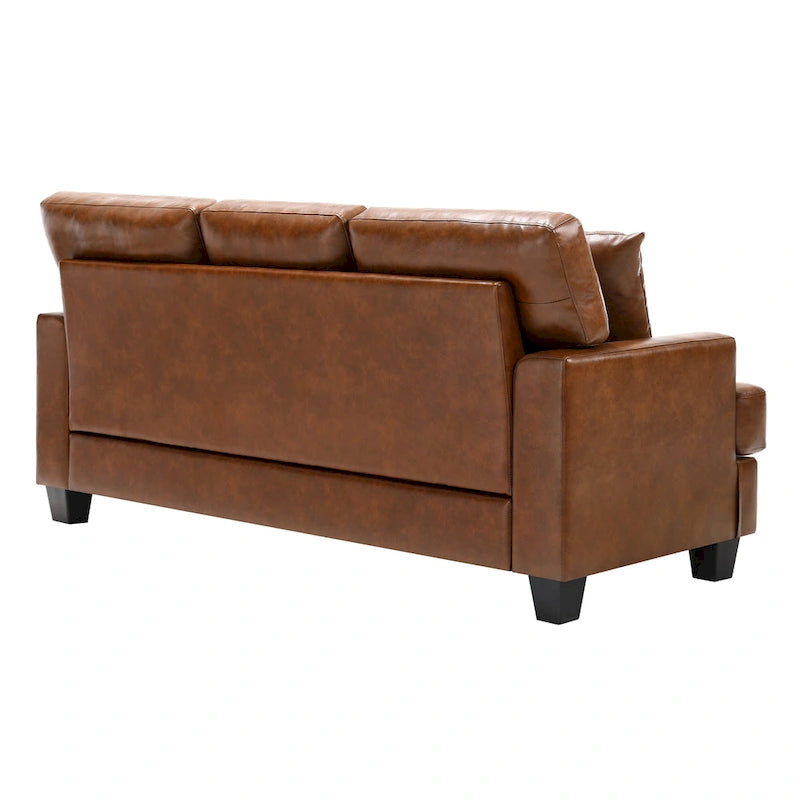Oversized Faux Leather Italian Square Arm Sofa
