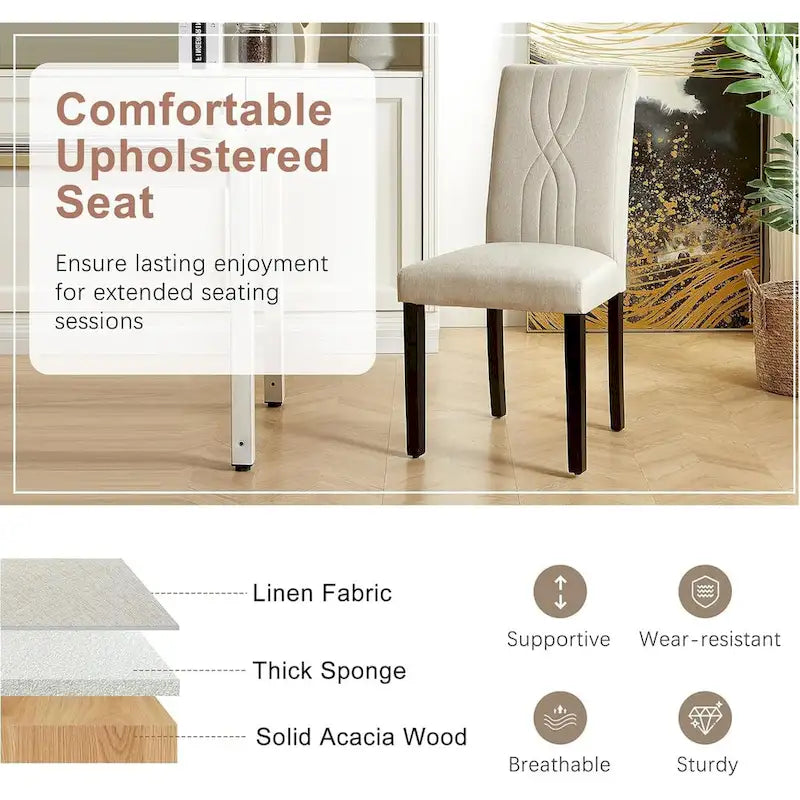 VECELO Upholstered Dining Chairs Set of 2/4/6, Fabric Dining Room Kitchen Side Chair, Parson Dining Chairs