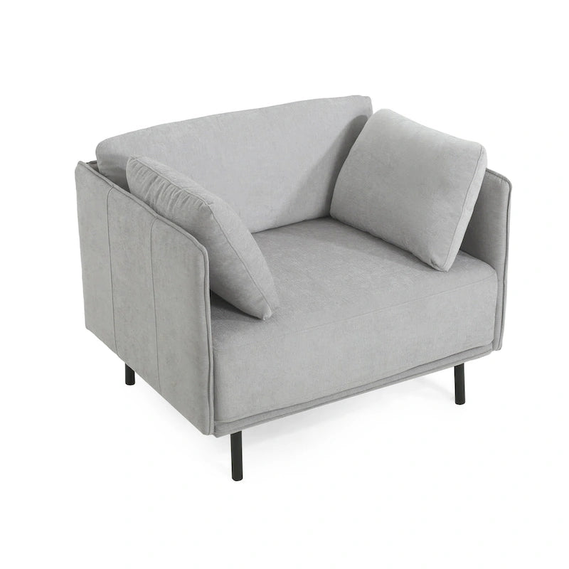 Modern 39.17 Upholstered Accent Chair with Solid Metal Legs and Pillow for Living Room