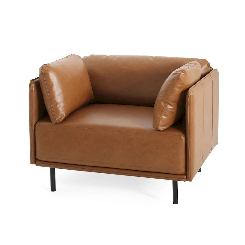 Modern 39.17 Upholstered Accent Chair with Solid Metal Legs and Pillow for Living Room