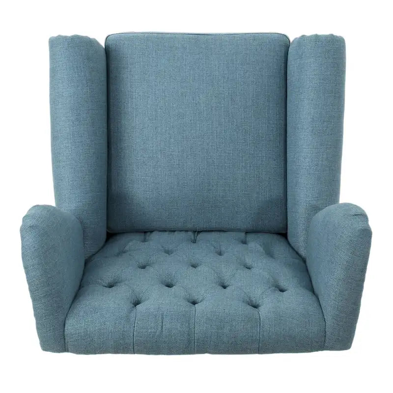 Blue Modern 30 High Back Upholstered Button Tufted Accent Chair with Nailheads for Living Room