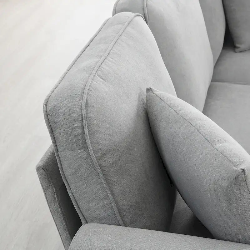 Grey 108 Spacious U-Shaped 7-Seater Sofa Set with 3 Pillows and Chaise, Ideal for Living Room or Apartment