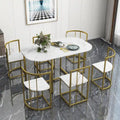 Modern 7-Piece Metal Frame Dining Table Set with Half-Round Table & 6 Chairs