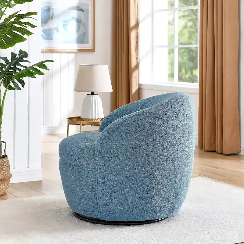 Roundhill Furniture Galleria 360 Swivel Teddy Sherpa Fabric Barrel Chair