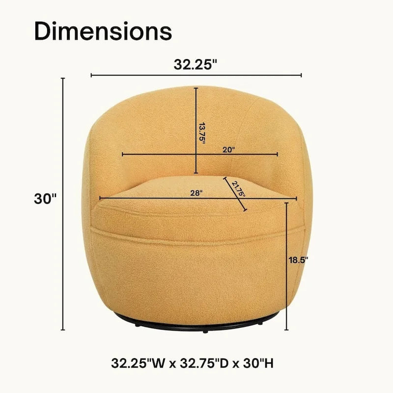 Roundhill Furniture Galleria 360 Swivel Teddy Sherpa Fabric Barrel Chair