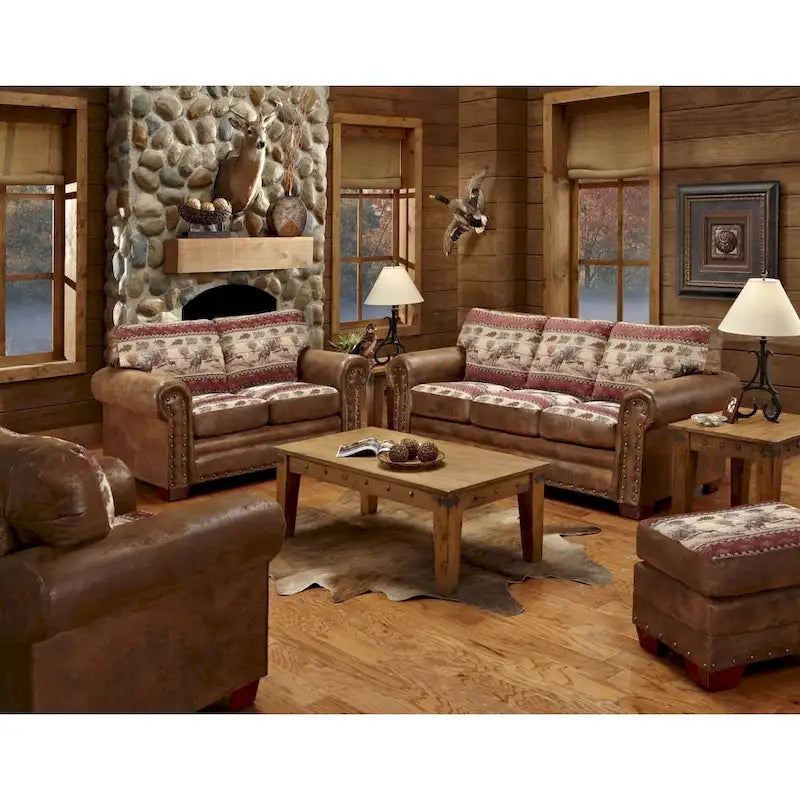 Brown Tapestry Deer Valley Lodge Ottoman