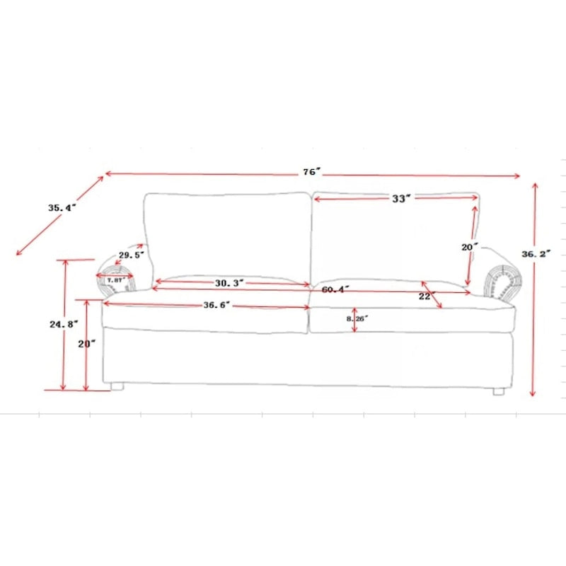 US Pride Furniture Viviana 76 inch Polyester Cushion Back Sofa Bed
