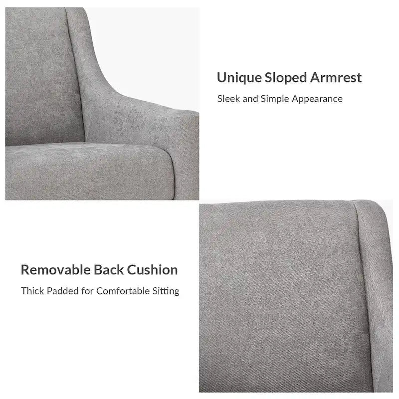 Francis Mid-century Modern Upholstered Armchair with Sloped Arms and Solid Wood Legs by HULALA HOME