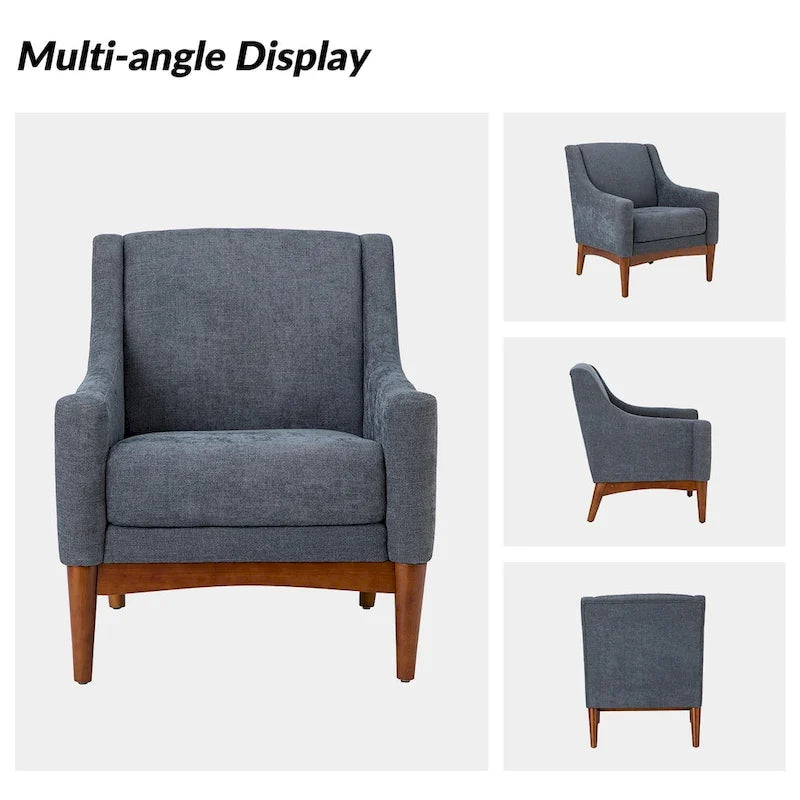 Francis Mid-century Modern Upholstered Armchair with Sloped Arms and Solid Wood Legs by HULALA HOME