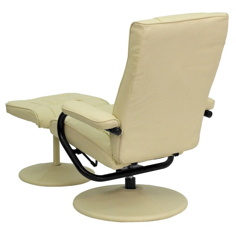 Contemporary Multi-Position Recliner and Ottoman with Wrapped Base