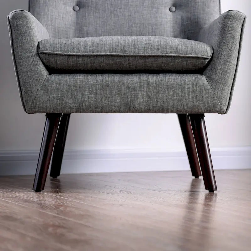 Valla Modern Wood Button Tufted Flared Arms Accent Chair by Carson Carrington