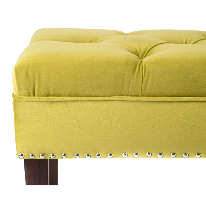 Mid Century Modern Tufted Upholstered Living Room Bench