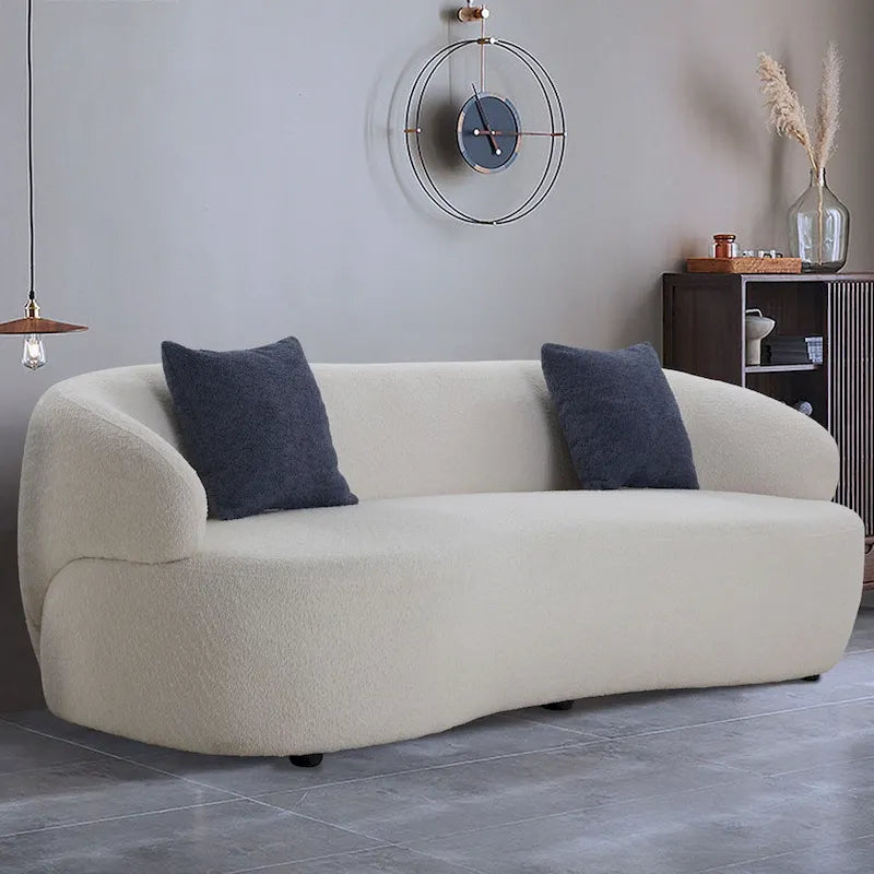86.61in 3 Seater Modern Curved Upholstered Fabric Sofa Courch