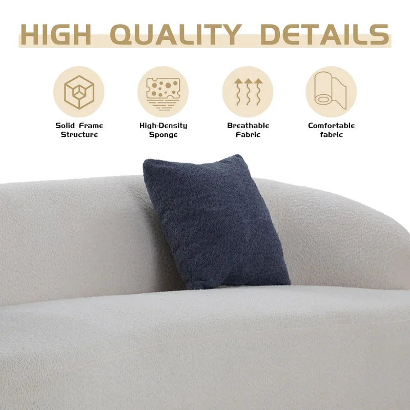 86.61in 3 Seater Modern Curved Upholstered Fabric Sofa Courch