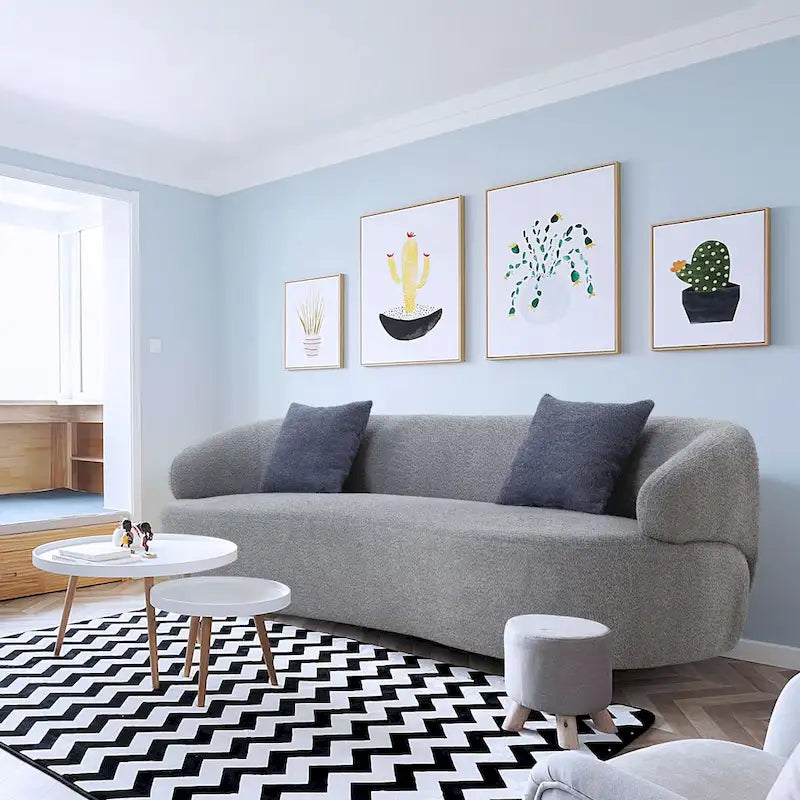 86.61in 3 Seater Modern Curved Upholstered Fabric Sofa Courch