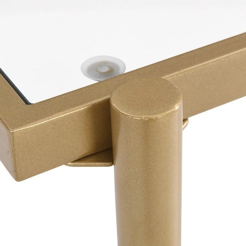 Grondin Modern Contemporary 2-Tier Console Table with Tempered Glass Top, Bottom Shelf, Steel and Acrylic Frame