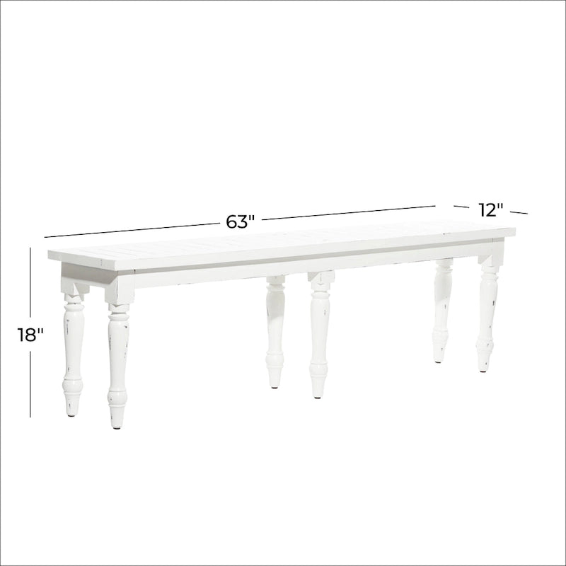 Wood Long Slim Bench - White - Roche River Decor - 12Wx63Lx18H