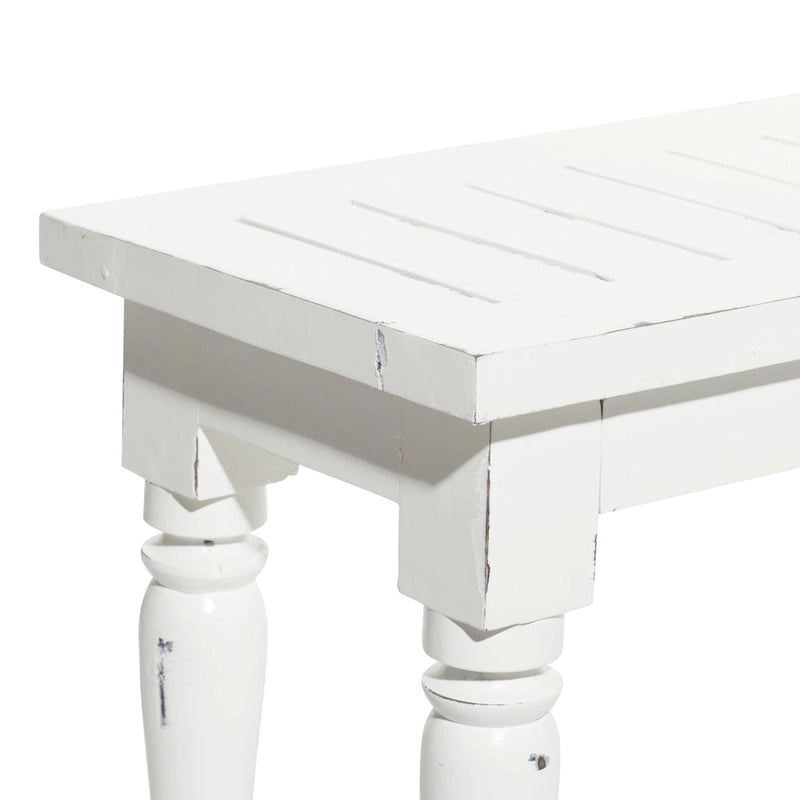 Wood Long Slim Bench - White - Roche River Decor - 12Wx63Lx18H