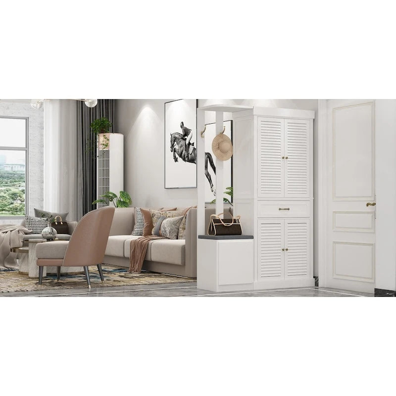 Timehcee 30Shoe Cabinet Storage Cabinet Doors Wooden Floor Cabinet