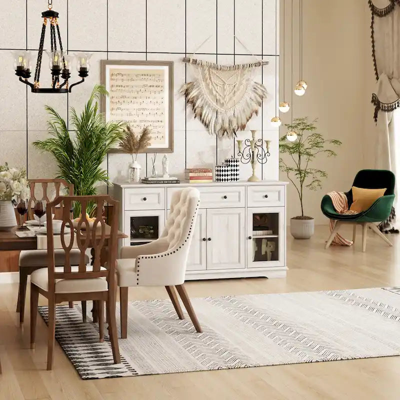 Elegant Wood-Grain Buffet Cabinet with Adjustable Shelves Sideboard