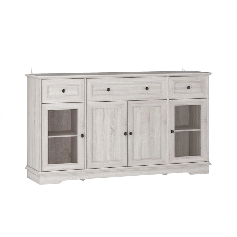 Elegant Wood-Grain Buffet Cabinet with Adjustable Shelves Sideboard