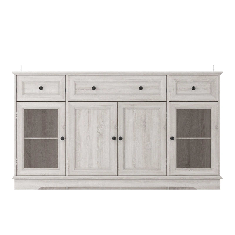 Elegant Wood-Grain Buffet Cabinet with Adjustable Shelves Sideboard