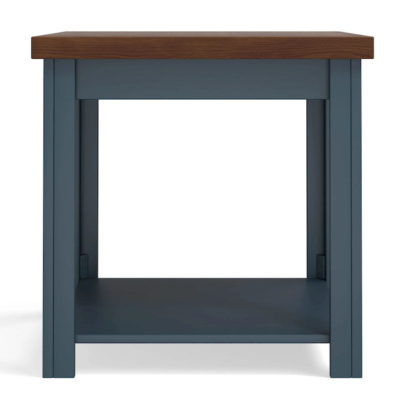 Bridgevine Home Nantucket 24 inch Side Table, No Assembly Required, Blue Denim and Whiskey Finish